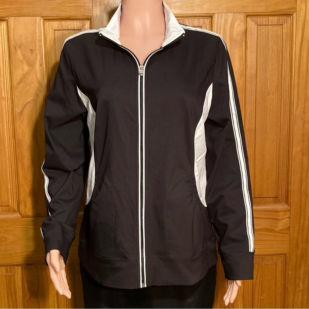 NWOT St. John's Bay SJB Active Vintage 90s Jacket Lightweight Black White XL